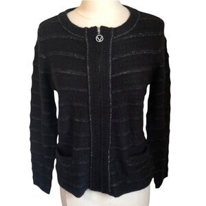 Vertigo Paris Designer cardigan/sweater w/sliver lurex stripe design SizeMedium